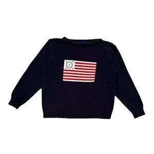 ★ Vintage American Flag Navy Sweater by Liz Claiborne (Ralph Lauren Inspired) ★